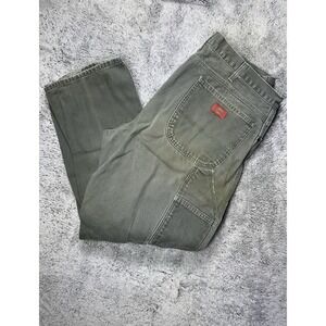 Vtg Dickies Pants 34x32 Moss Green Carpenter Canvas Dungaree Baggy Y2K Distress